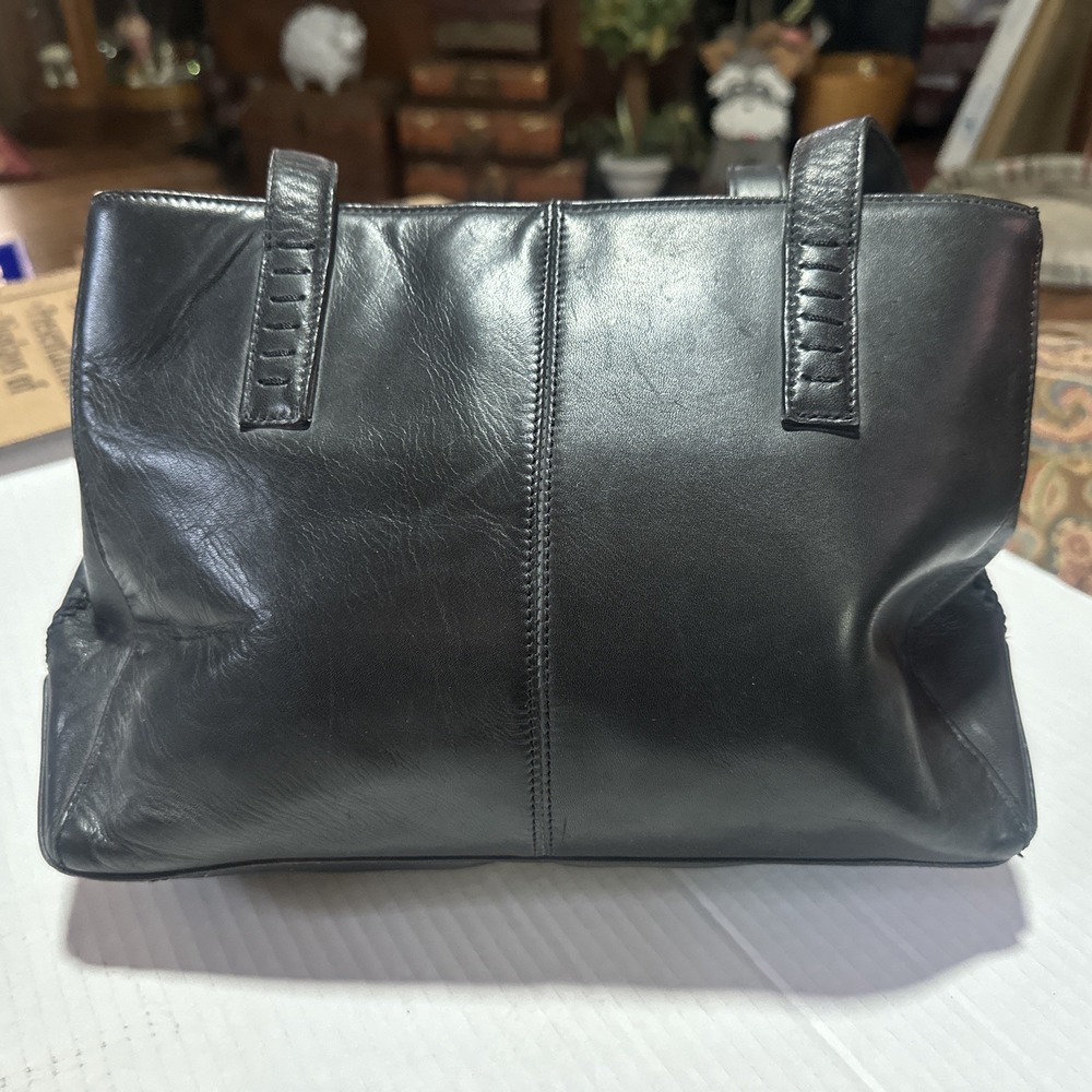 Vintage Leather Co. Leather Purse Womens Black Tote By Liz Claiborne Minimalist